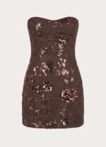 Akima Bustier Sequin Mini Dress - Chocolate - Image 11