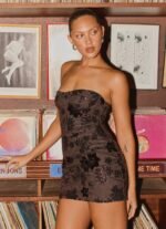 Akima Bustier Sequin Mini Dress - Chocolate - Image 3