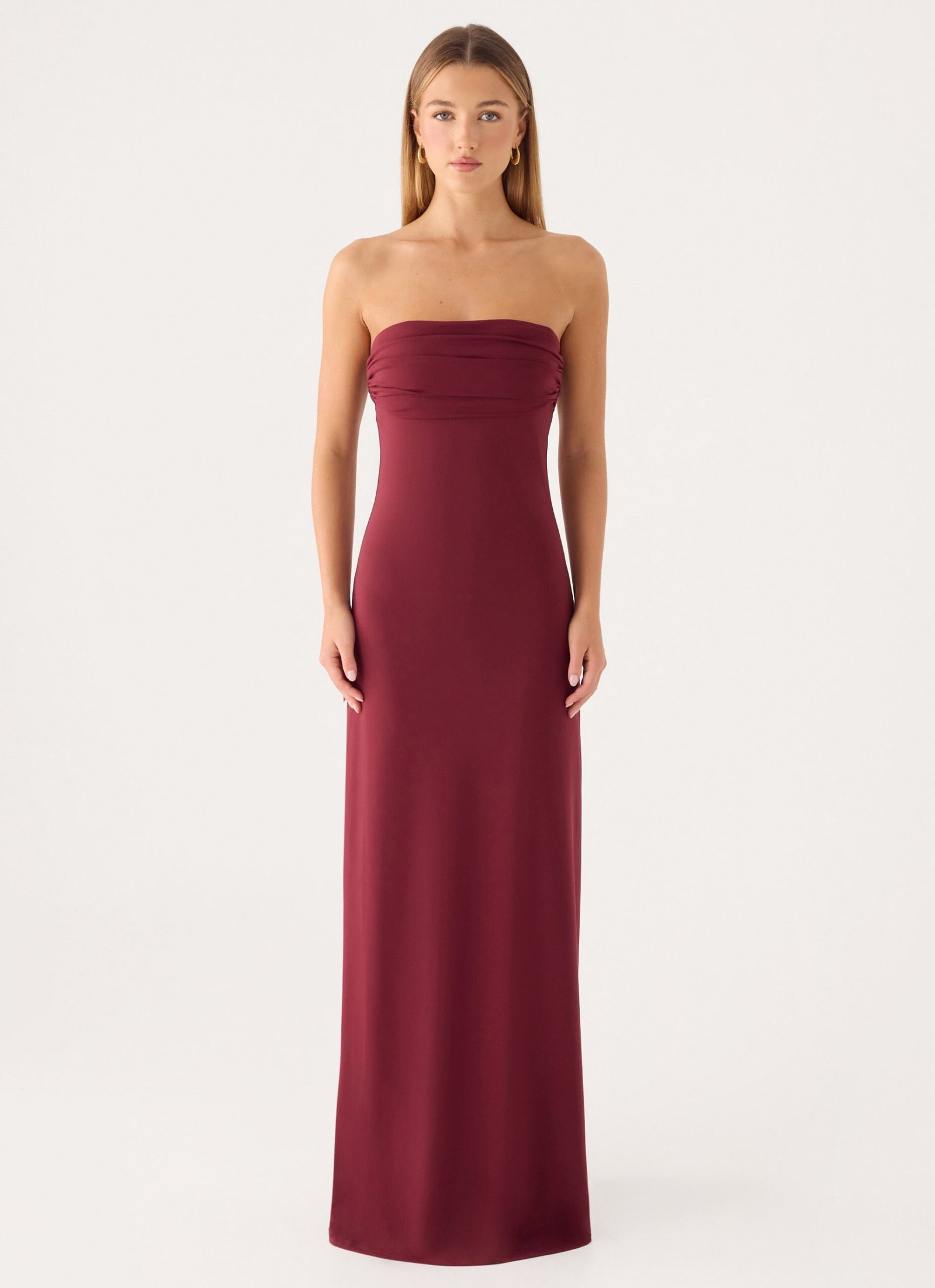 AlmostYoursStraplessMaxiDressBurgundy6.jpg Almost Yours Strapless Maxi Dress - Burgundy - Image 1