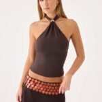 Amelina Halter Top - Chocolate
