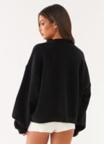 Annie One Button Cardigan - Black - Image 5