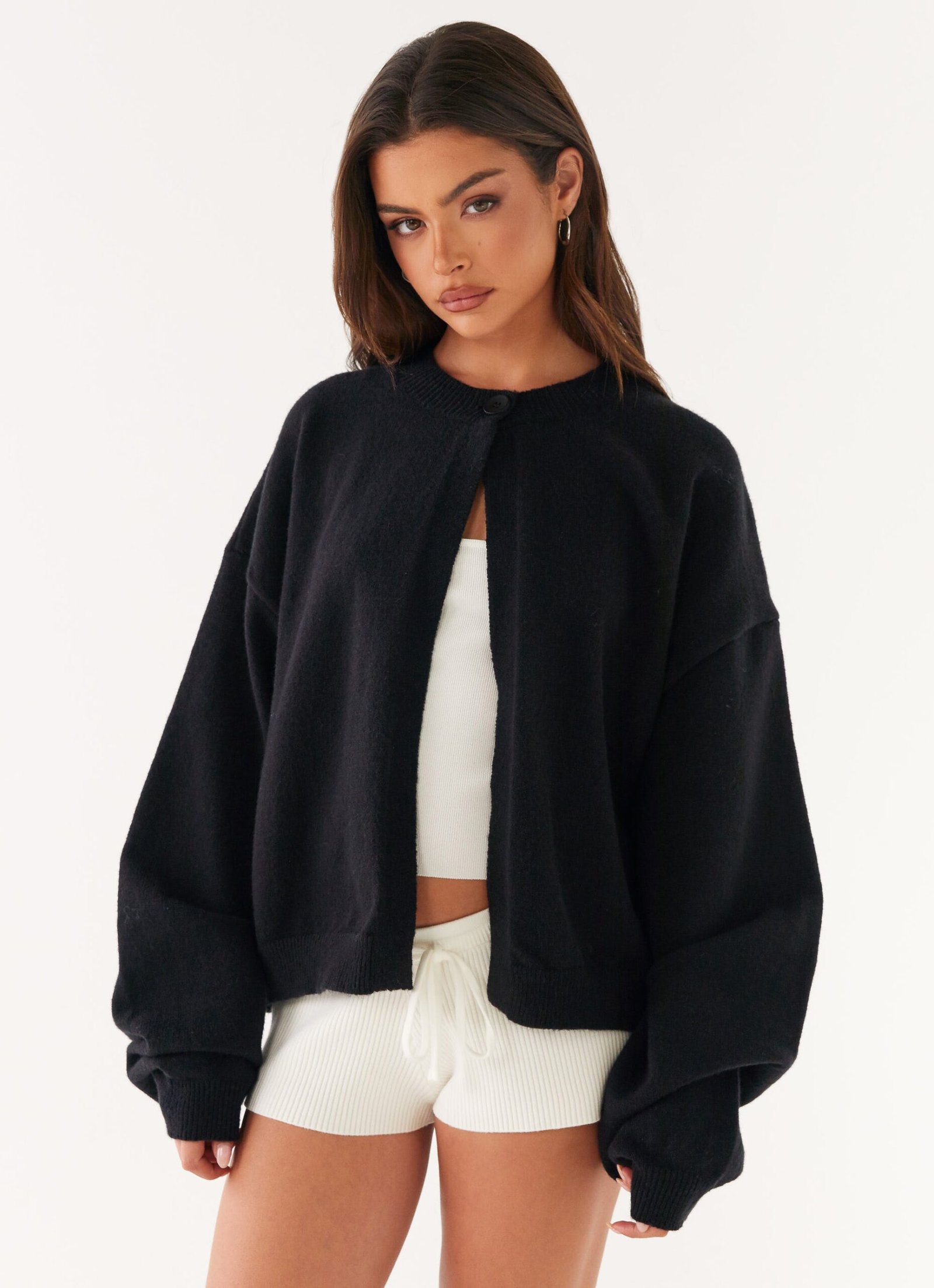 AnnieOneButtonCardiganBlack4.jpg Annie One Button Cardigan - Black - Image 1