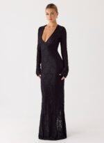Astoria Long Sleeve Maxi Dress - Black - Image 6