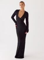 Astoria Long Sleeve Maxi Dress - Black - Image 3