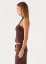 Aviara Knit High Neck Top - Chocolate - Image 3
