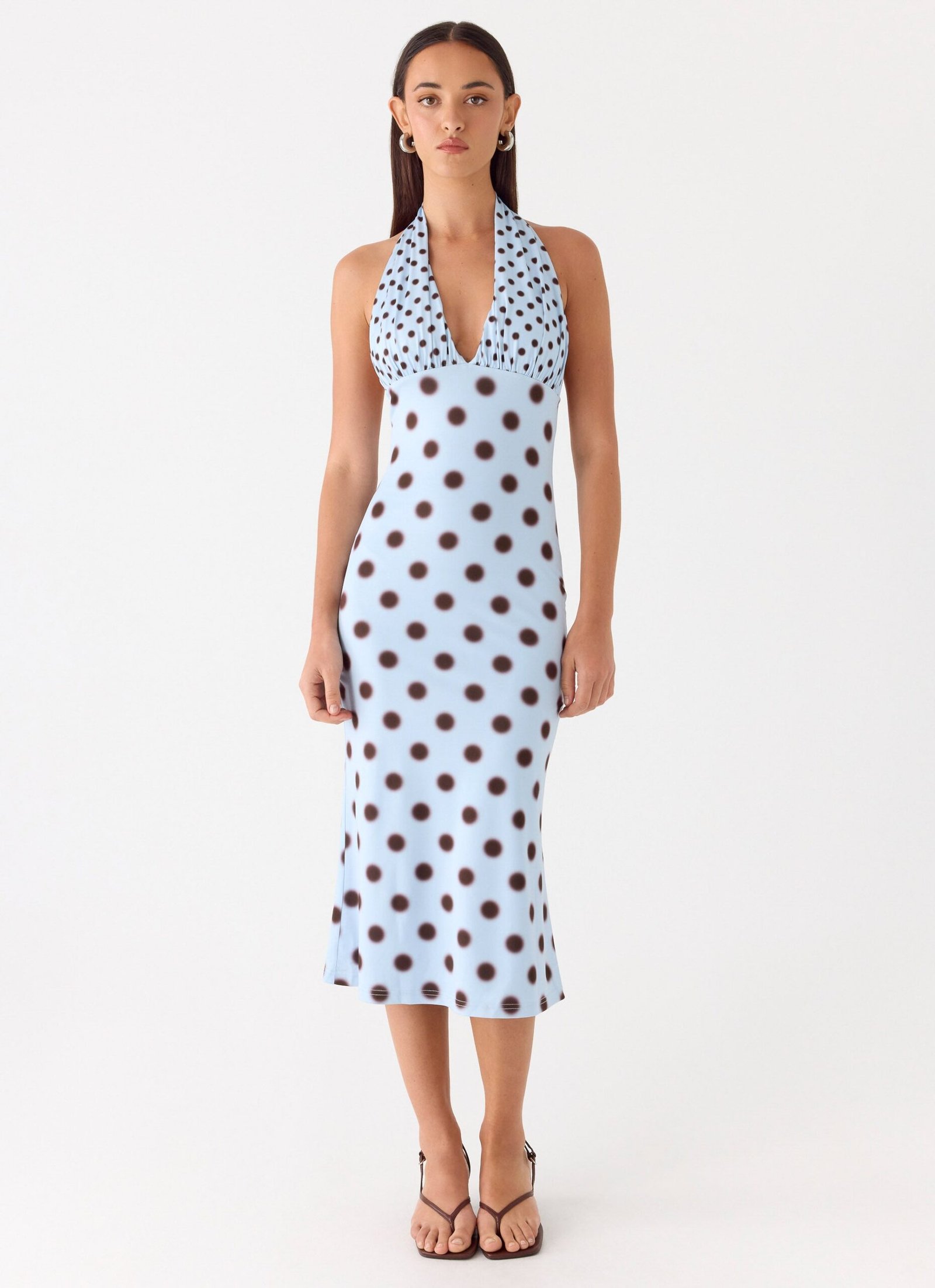 AwukuMidiDressBlueMochaDot4.jpg Awuku Midi Dress - Blue Mocha Dot - Image 1