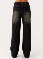 Back Again Straight Leg Denim Jeans - Acid Charcoal - Image 5