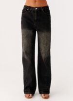 Back Again Straight Leg Denim Jeans - Acid Charcoal - Image 2