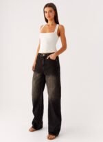Back Again Straight Leg Denim Jeans - Acid Charcoal - Image 6