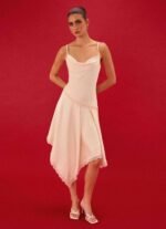 Cleosa Asymmetrical Midi Dress - Ivory