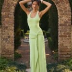 Cristal Halter Maxi Dress - Lime