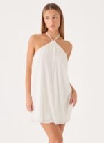Danni Halter Mini Dress - White - Image 2
