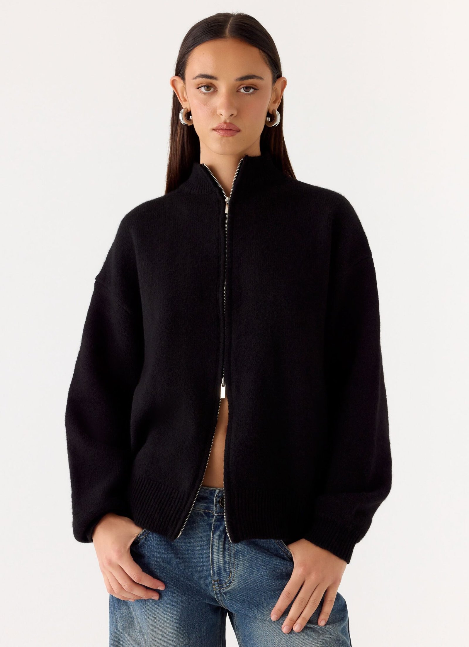 DavyKnitZipJacketBlack4.jpg Davy Knit Zip Jacket - Black - Image 1