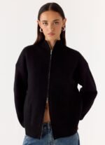 Davy Knit Zip Jacket - Black - Image 6