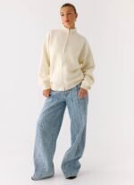 Davy Knit Zip Jacket - Ivory - Image 4