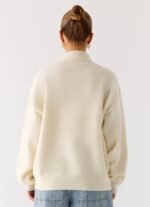 Davy Knit Zip Jacket - Ivory - Image 6
