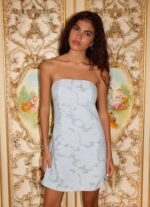 Della Lace Strapless Mini Dress - Blue - Image 2