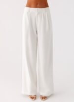 Delong Low Rise Linen Pants - White - Image 3