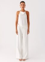 Delong Low Rise Linen Pants - White - Image 6