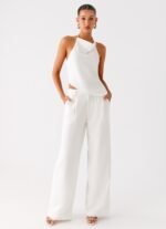 Delong Low Rise Linen Pants - White - Image 7