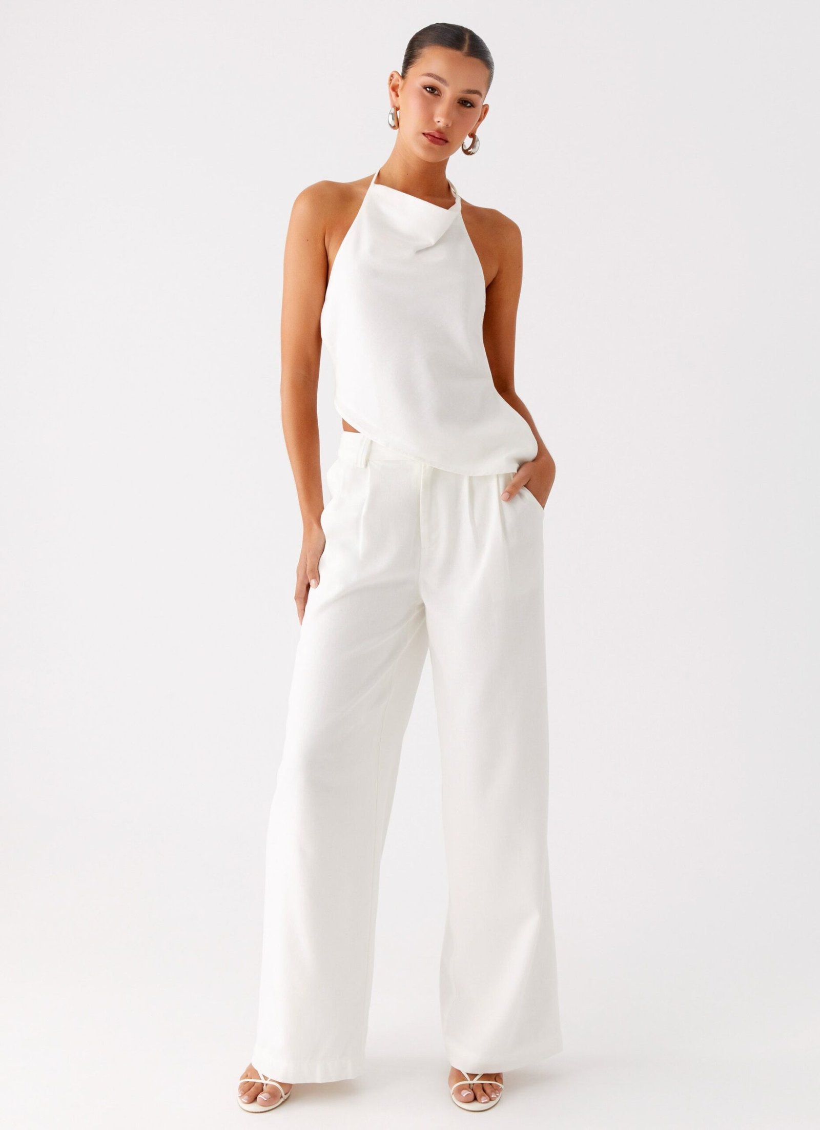 DelongBacklessLinenPantWhite6_9812ed02-5914-4a1e-ae0b-03e0ec761bfe.jpg Delong Low Rise Linen Pants - White - Image 1