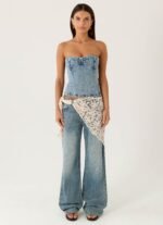 Elaris Scarf Low Rise Denim Jeans - True Denim - Image 7