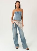 Elaris Scarf Low Rise Denim Jeans - True Denim - Image 2