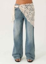 Elaris Scarf Low Rise Denim Jeans - True Denim - Image 5