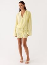 Farretti Shirt Mini Dress - Pale Yellow - Image 7