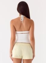 Favourite Moment Belt Mini Shorts - Pale Yellow - Image 3