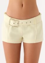 Favourite Moment Belt Mini Shorts - Pale Yellow - Image 7