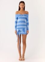 Gomez Bardot Knit Mini Dress - Cerulean - Image 2