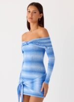 Gomez Bardot Knit Mini Dress - Cerulean - Image 3