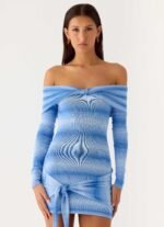 Gomez Bardot Knit Mini Dress - Cerulean - Image 5