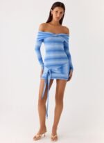 Gomez Bardot Knit Mini Dress - Cerulean - Image 6