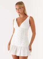 Gretel Mini Dress - White - Image 2