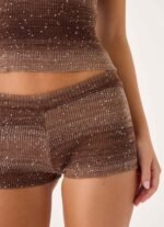 Helia Knit Mini Shorts - Chocolate Ombre - Image 6