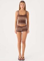 Helia Knit Mini Shorts - Chocolate Ombre - Image 3