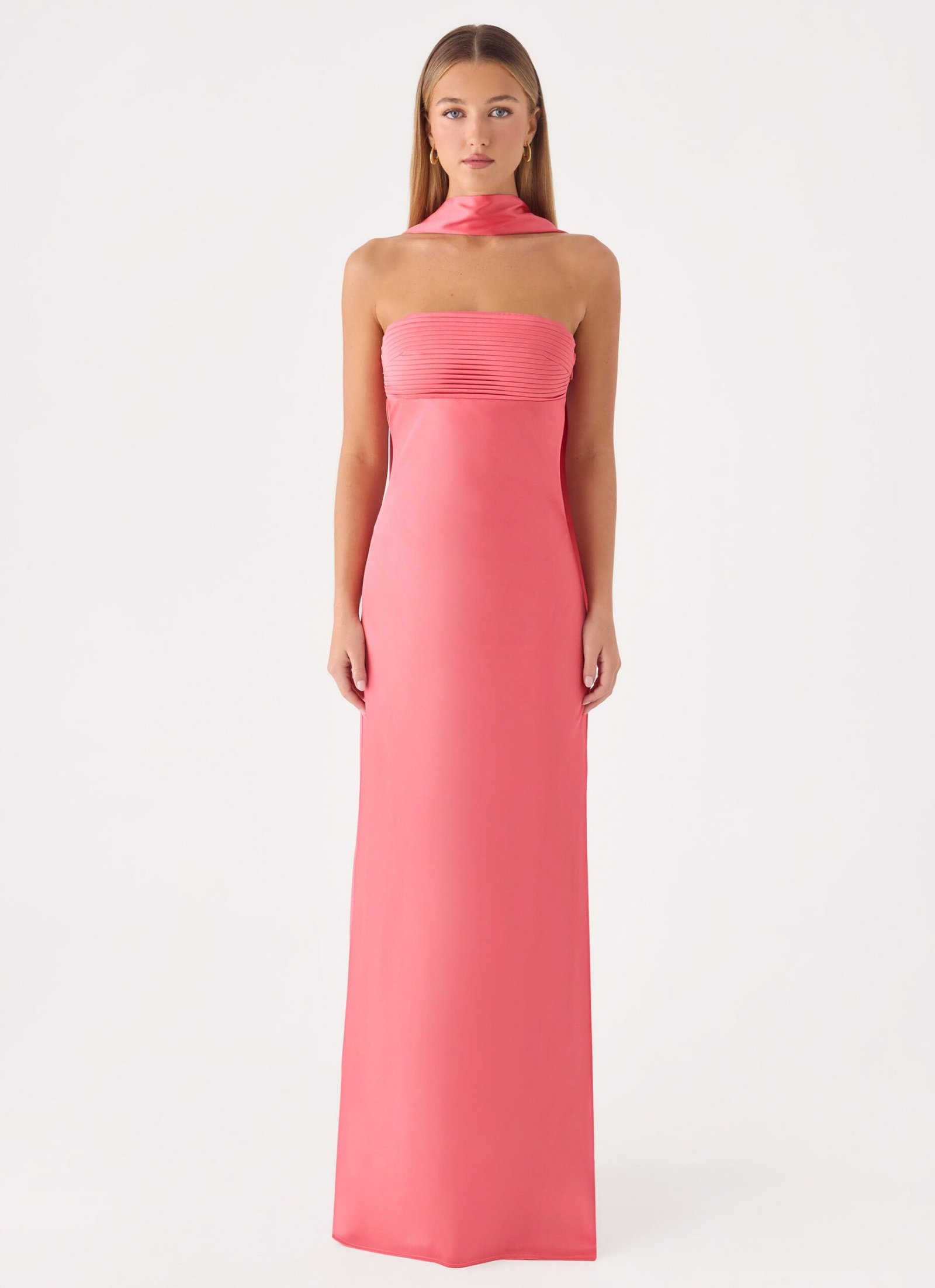 HushMaxiDressCoralRed1.jpg Hush Maxi Dress - Coral Red - Image 1