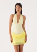 Indira Halter Mini Dress - Yellow - Image 2