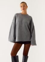 Jack Oversized Knit Sweater - Grey - Image 7