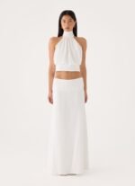 Jenna Crinkle Maxi Skirt - White - Image 7