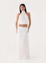 Jenna Crinkle Maxi Skirt - White - Image 3