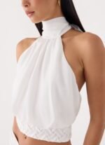 Jenna Crinkle Top - White - Image 5