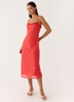 Kahlo Midi Dress - Magenta Red Rose - Image 5