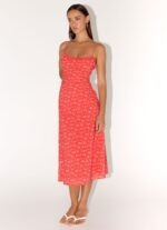 Kahlo Midi Dress - Magenta Red Rose - Image 6