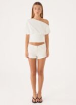 Karter Denim Low Rise Short - White - Image 3