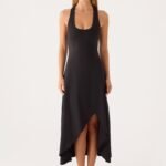 Kyrra Asymmetrical Midi Dress - Black