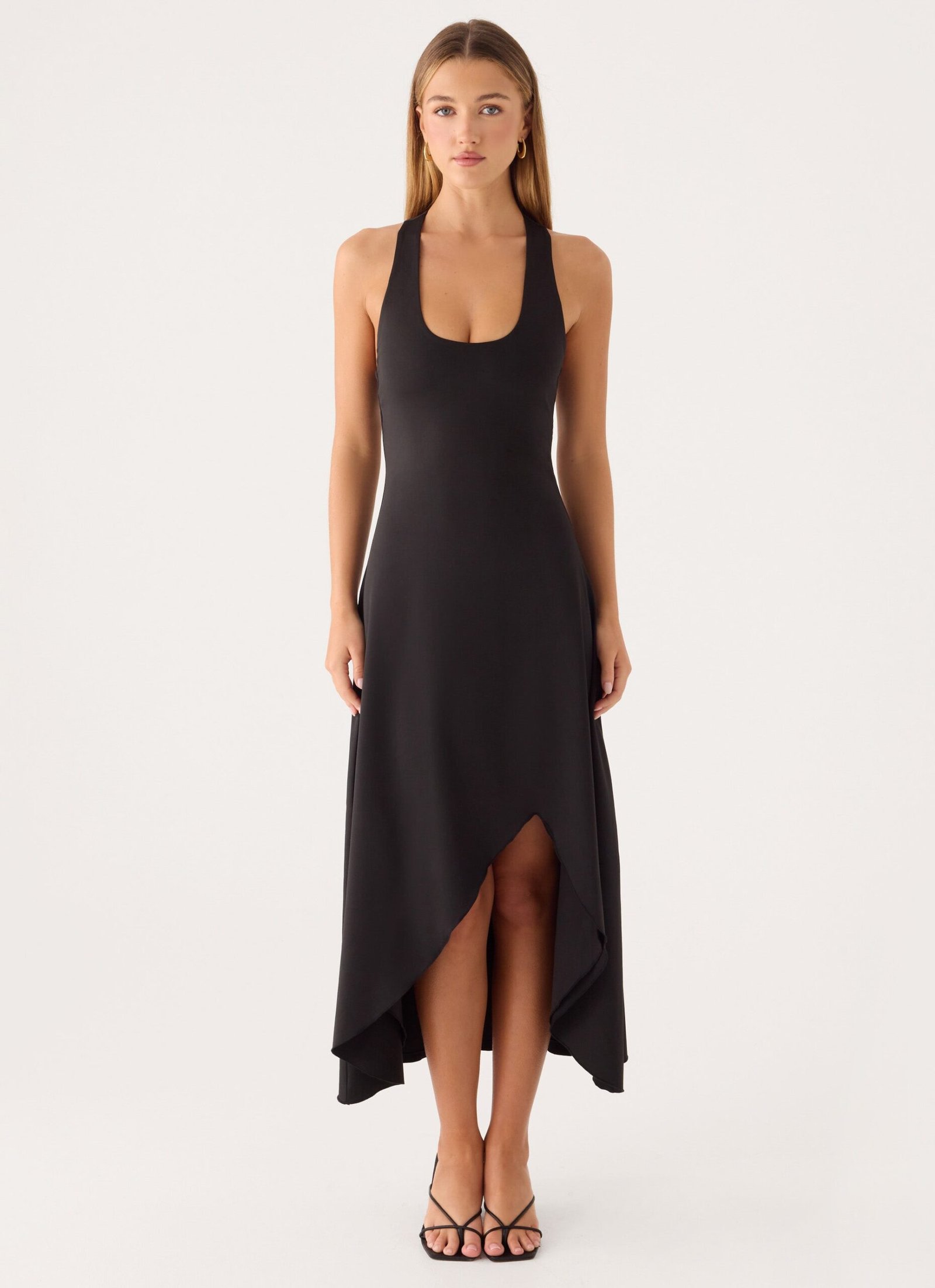 KyrraAsymmetricalMidiDressBlack1.jpg Kyrra Asymmetrical Midi Dress - Black - Image 1