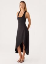 Kyrra Asymmetrical Midi Dress - Black - Image 6